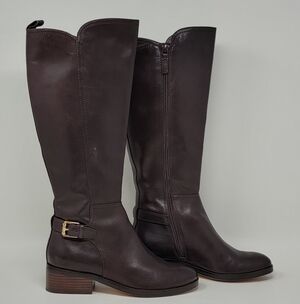 Cole Haan Women's Hayes Tall Riding Boot Size 5.5B Brown Leather Flat Equestrian